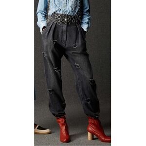 Rachel Comey Gypsy Couture Distressed Frayed Pleated High Rise Jeans Rare Sz 6